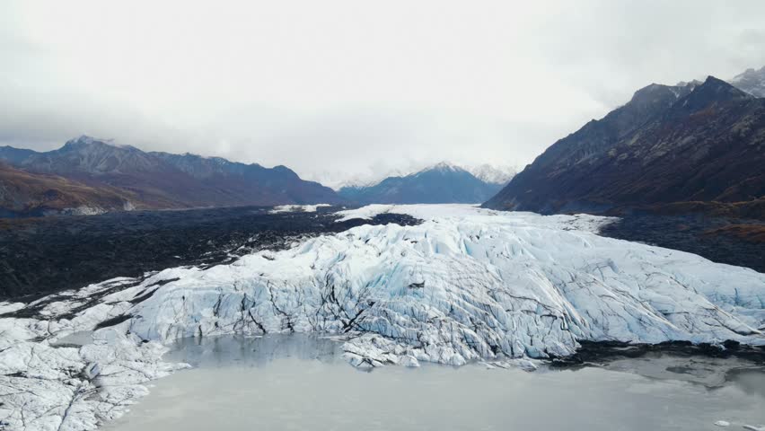 Aerial view of Matanuska Glacier State Recreation Area in Alaska.