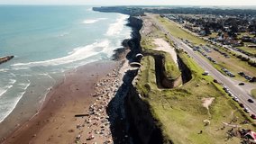 4k videos of the cliffs of the city of Mar del Plata, Argentina in summer