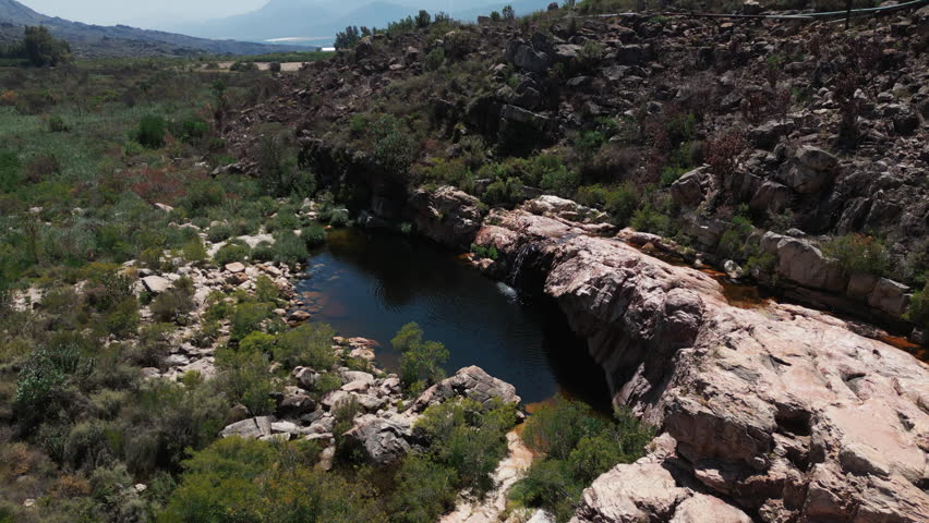 Drone fly-over of a water spring in the Cederberg Wilderness, South Africa