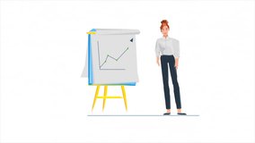 animated cartoon video of business woman showing raising in income
