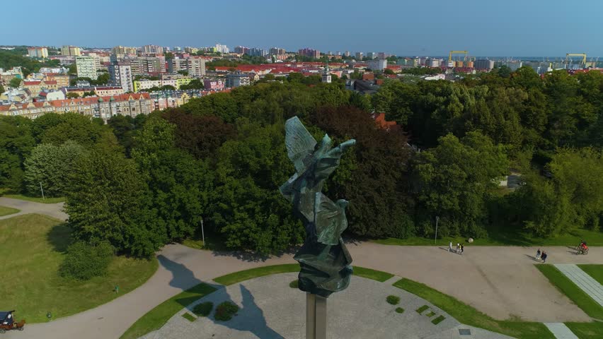 Monument To The Deed Of Poles Szczecin Pomnik Czynu Polakow Aerial View Poland