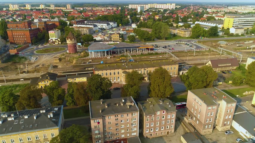 Beautiful Railway Station Stargard Dworzec Kolejowy Aerial View Poland