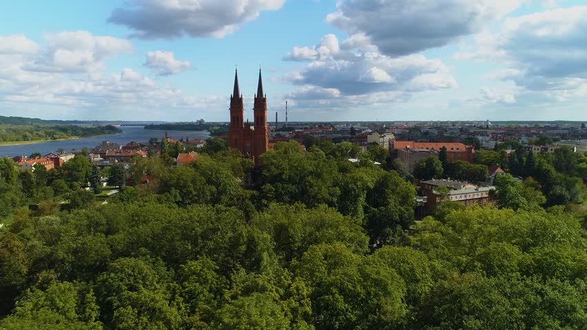 Panorama Basilica Wloclawek Bazylika Nmp Aerial View Poland Royalty-Free Stock Footage #1104306065