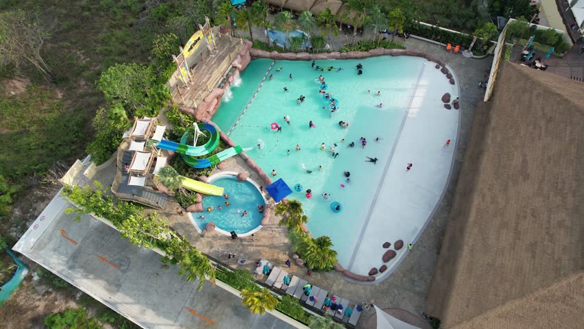 Aerial view of Water park in Sukhumvit Road in North Pattaya Naklua, Bang Lamung District, Chon Buri, Thailand