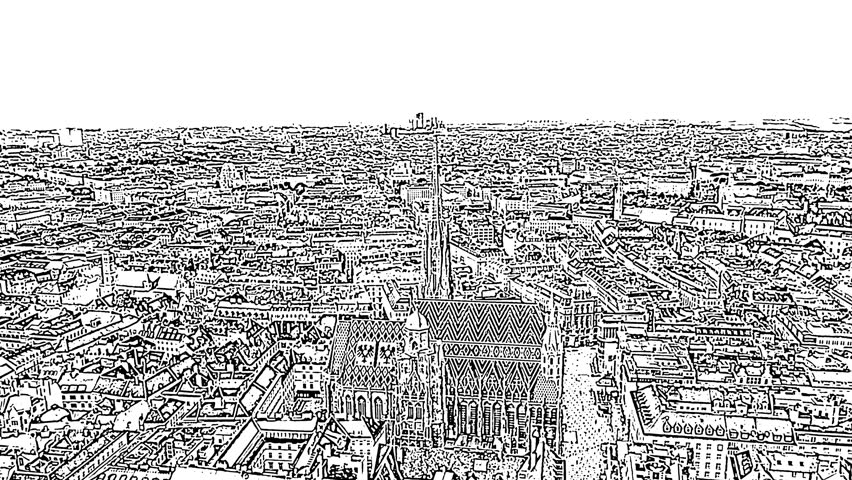 Sketch doodle style. Vienna, Austria. St. Stephen