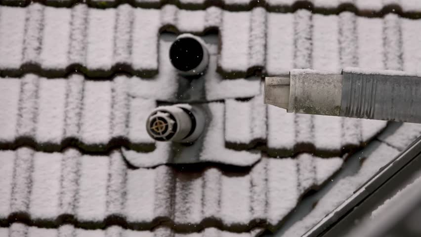 pipe from a gas boiler in winter. Heating the house with natural gas Royalty-Free Stock Footage #1104310459