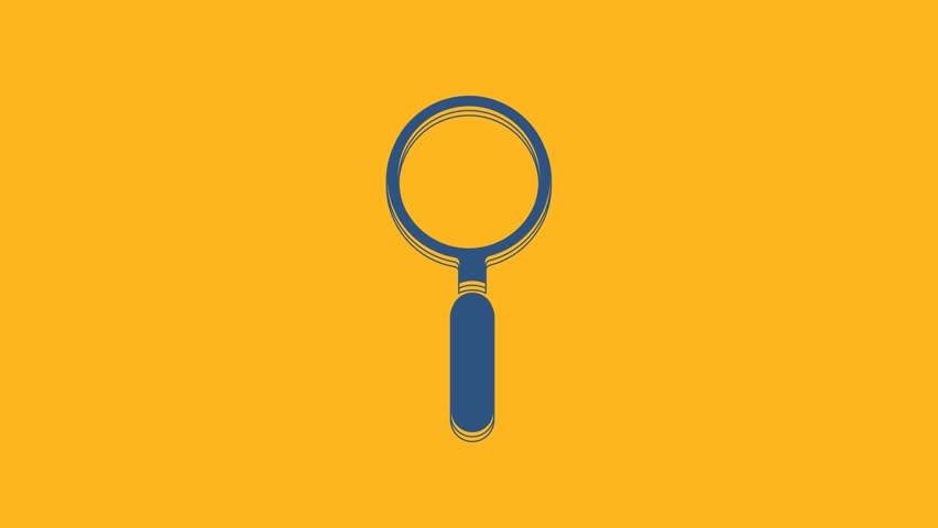 Blue Magnifying glass icon isolated on orange background. Search, focus, zoom, business symbol. 4K Video motion graphic animation. Royalty-Free Stock Footage #1104311673