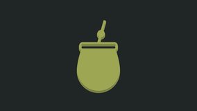 Green Mate tea icon isolated on black background. 4K Video motion graphic animation.