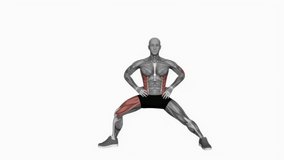 Extended Side Angle fitness exercise workout animation male muscle highlight demonstration at 4K resolution 60 fps crisp quality for websites, apps, blogs, social media etc.