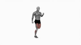 Butt Kicks fitness exercise workout animation male muscle highlight demonstration at 4K resolution 60 fps crisp quality for websites, apps, blogs, social media etc.