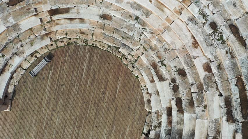 Aerial view on the old Antique Greece amphitheater in Turkey.