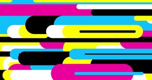 Looping simple long horizontal lines CMYK colors fast. Linear animation geometric figure. Seamless loop. Motion design element for business, art, fashion, etc...