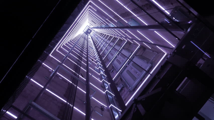 Lighting Effects In The Elevator Shaft Royalty-Free Stock Footage #1104322623
