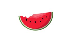 Animated Watermelon Slice Rotating Motion Design Element. Fresh watermelon piece. Isolated on white background. Juicy Watermelon Slice With Black Seeds Healthy Summer Food Illustrations. Summer Fruit.