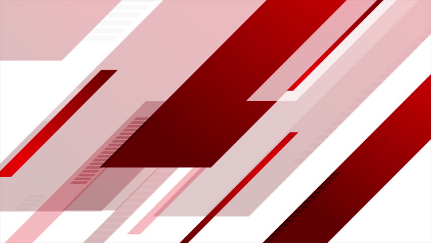 Red and white geometric tech abstract background. Seamless looping minimal motion design. Video animation Ultra HD 4K 3840x2160