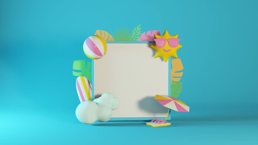 3D animation summer sales social media post template, suitable for travel agency or product campaign. | Shutterstock HD Video #1104335191