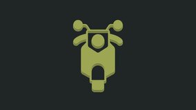 Green Scooter icon isolated on black background. 4K Video motion graphic animation.