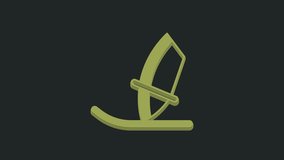Green Windsurfing icon isolated on black background. 4K Video motion graphic animation.