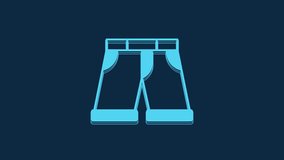 Blue Short or pants icon isolated on blue background. 4K Video motion graphic animation.