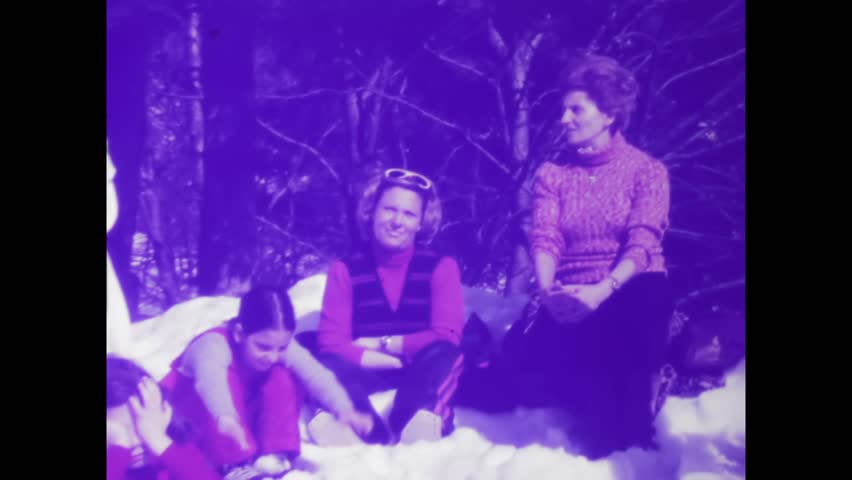 Rome,Italy may 1975: Relive cherished family moments on the snowy slopes with this vintage video clip capturing 70s ski adventures.