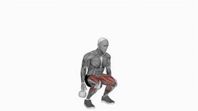 Kettlebell Suitcase Deadlift fitness exercise workout animation male muscle highlight demonstration at 4K resolution 60 fps crisp quality for websites, apps, blogs, social media etc.