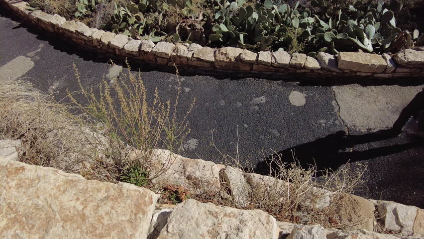 Looking Down on Man Entering Carlsbad Caverns at the Natural Entrance