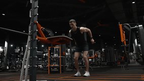 athlete man jump in sport gym. athlete man training jump in fitness gym. fitness and sport. - Powered by Shutterstock - Get 15% off with code: PIKWIZARD15