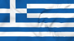 Arising map of Greece and waving flag of Greece in background. 4k video.