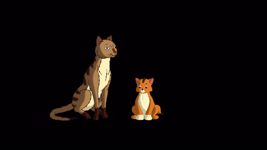Red Tabby Cat and her kitten. Handmade animated looped HD footage isolated on alpha channel | Shutterstock HD Video #1104366205