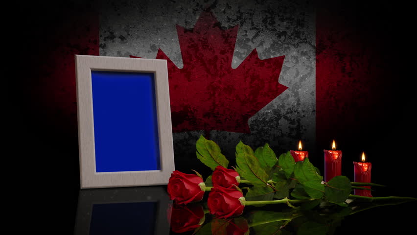  Memorial Day Card. With the Flag of Canada in the Background. Looped. Photo or Video can be Placed in Blue Frame. 