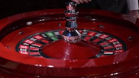 Video of spinning casino roulette and rolling the balls