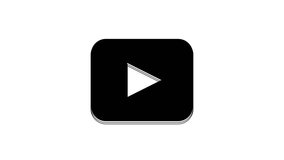 Black Play button icon isolated on white background. 4K Video motion graphic animation.