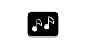 Black Music note, tone icon isolated on white background. 4K Video motion graphic animation.