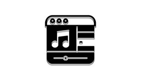 Black Music player icon isolated on white background. Portable music device. 4K Video motion graphic animation.