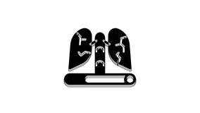 Black Disease lungs icon isolated on white background. 4K Video motion graphic animation.