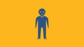 Blue Alien icon isolated on orange background. Extraterrestrial alien face or head symbol. 4K Video motion graphic animation. - Powered by Shutterstock - Get 15% off with code: PIKWIZARD15