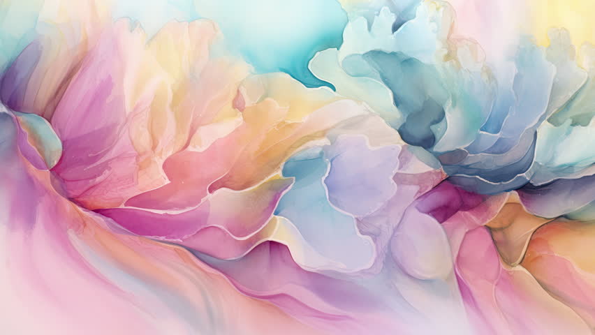 Abstract pastel fluid waves motion digital video, Liquid art movement with vivid colors, creative fluid texture, layered paper material, business background for marketing purposes, psychedelic wave