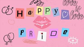 Happy Pride simple collage art design, Y2K style animation. 4K. - Powered by Shutterstock - Get 15% off with code: PIKWIZARD15