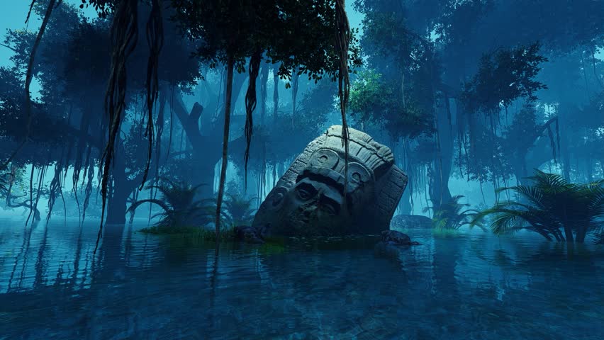 Ruins and sculptures of an ancient temple