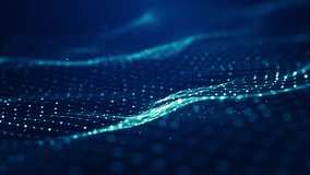 Technology digital wave background concept. Beautiful motion waving dots texture with glowing defocused particles. Digital binary data technology background. Seamless loop. - Powered by Shutterstock - Get 15% off with code: PIKWIZARD15