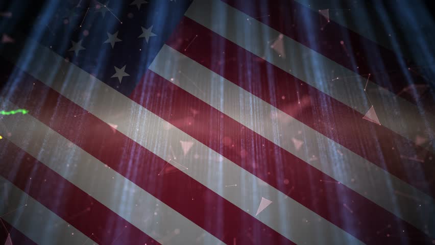 Usa american flag and business graphs chart animation.
