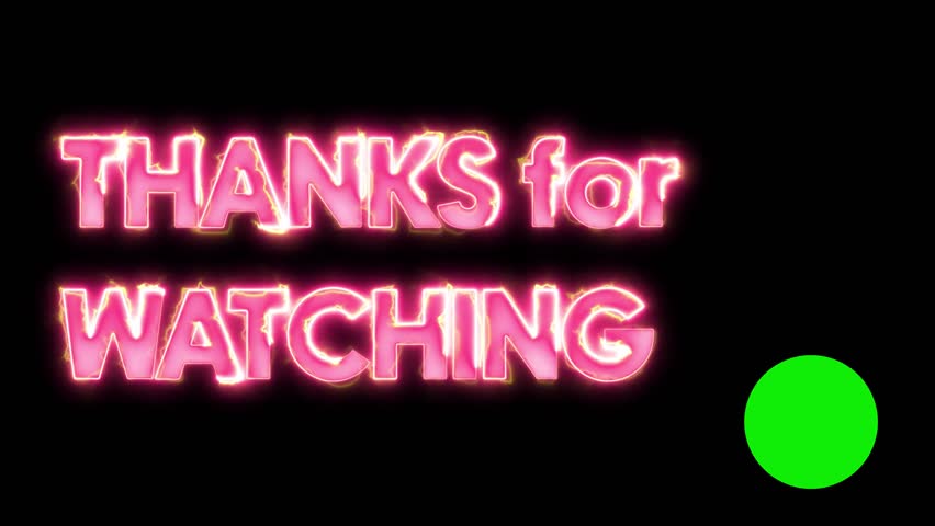 Animated Thanks for Watching text outro with pink electric neon on black background. Futuristic and technology concept, suitable for streams, gaming videos.