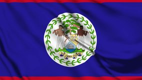 Animation of waving a flag of Belize, the national flag. Belizeans official flag flying in the wind isolated. Realistic waving belize flag