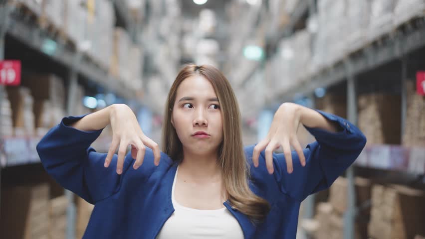 Asian female dancing and happy shopping in mall. Lifestyle consumerism shopping concept.