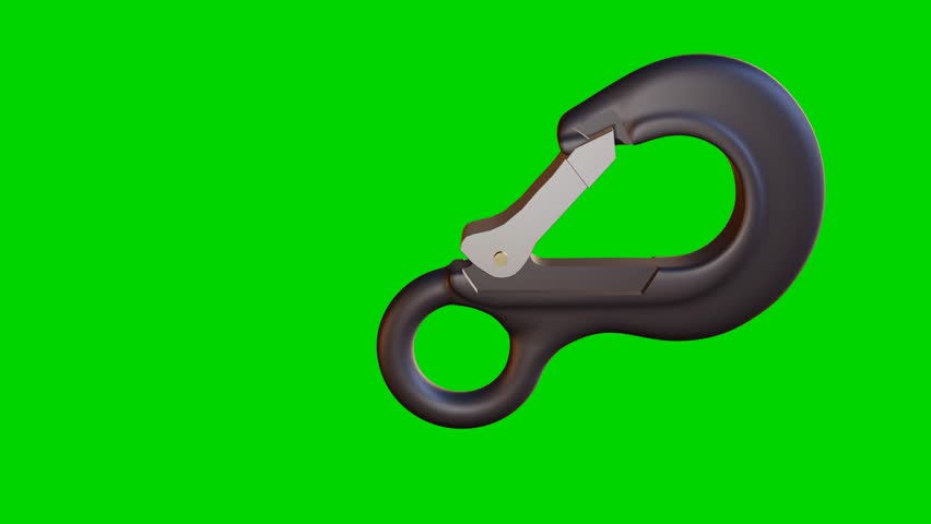 3d model of a rescue carabiner rotates on a green background. 3D Illustration Royalty-Free Stock Footage #1104404781