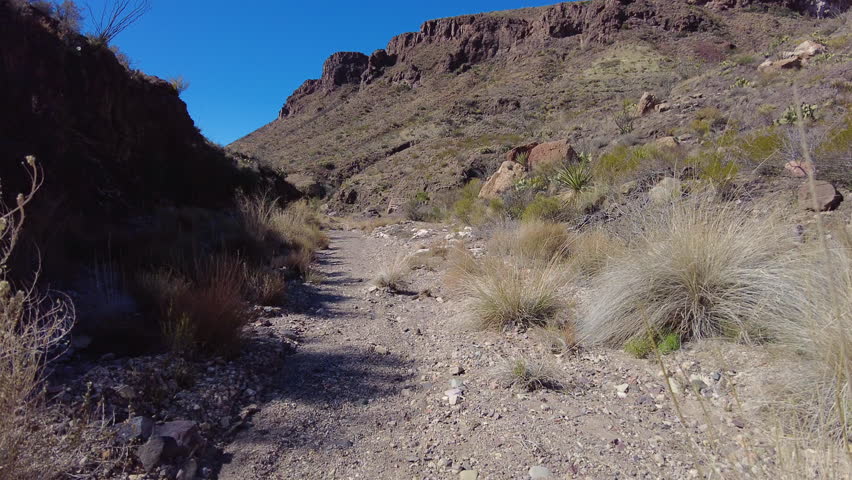 Hiking Over Rocky Desert Trail on the Outer Mountain Loop in Big Bend