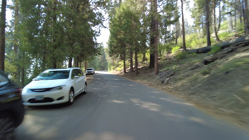 Sequoia National Park Crescent Meadow Road 09 Multi Camera Rear View Moro Rock Driving Plate Sierra Nevada Mts California USA