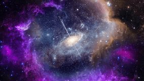 Galaxy, milky way, Seamless loop galaxy exploration through outer space towards glowing milky way galaxy. 4K looping animation of flying through glowing nebulae, clouds and stars field. - Powered by Shutterstock - Get 15% off with code: PIKWIZARD15