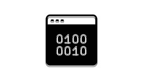 Black Binary code icon isolated on white background. 4K Video motion graphic animation. - Powered by Shutterstock - Get 15% off with code: PIKWIZARD15
