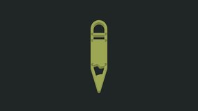 Green Pencil icon isolated on black background. Drawing and educational tools. School office symbol. 4K Video motion graphic animation.